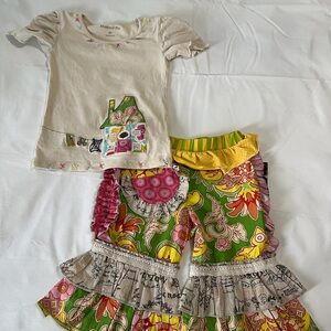 NWT Mustard Pie Ruffled Leggings and shirt
2t